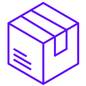 Bright purple icon of a shipping box