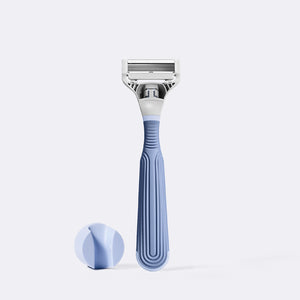 Flamingo Pubic Razor and shower holder in blue.