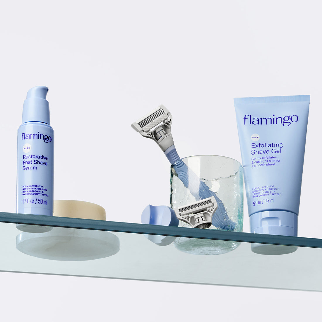 Pubic Care Shave Routine Kit for Sensitive Skin| Flamingo