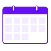 Bright purple icon of a calendar